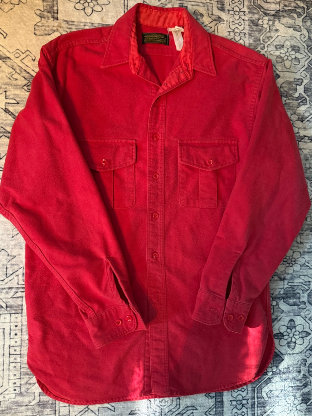 Vintage Eddie Bauer Chamois Button Down Medium Red Made in USA